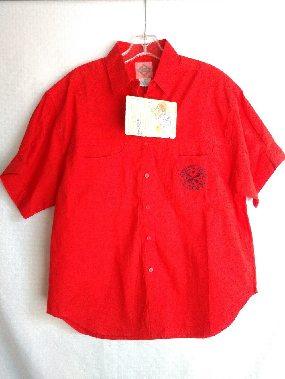 NWT NOS Vintage Jordache Studio Red Short Sleeve Camp Shirt 90s Retro Medium